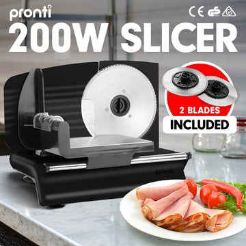 200W Pronti Deli and Food Electric Meat Slicer Blades Processor Black